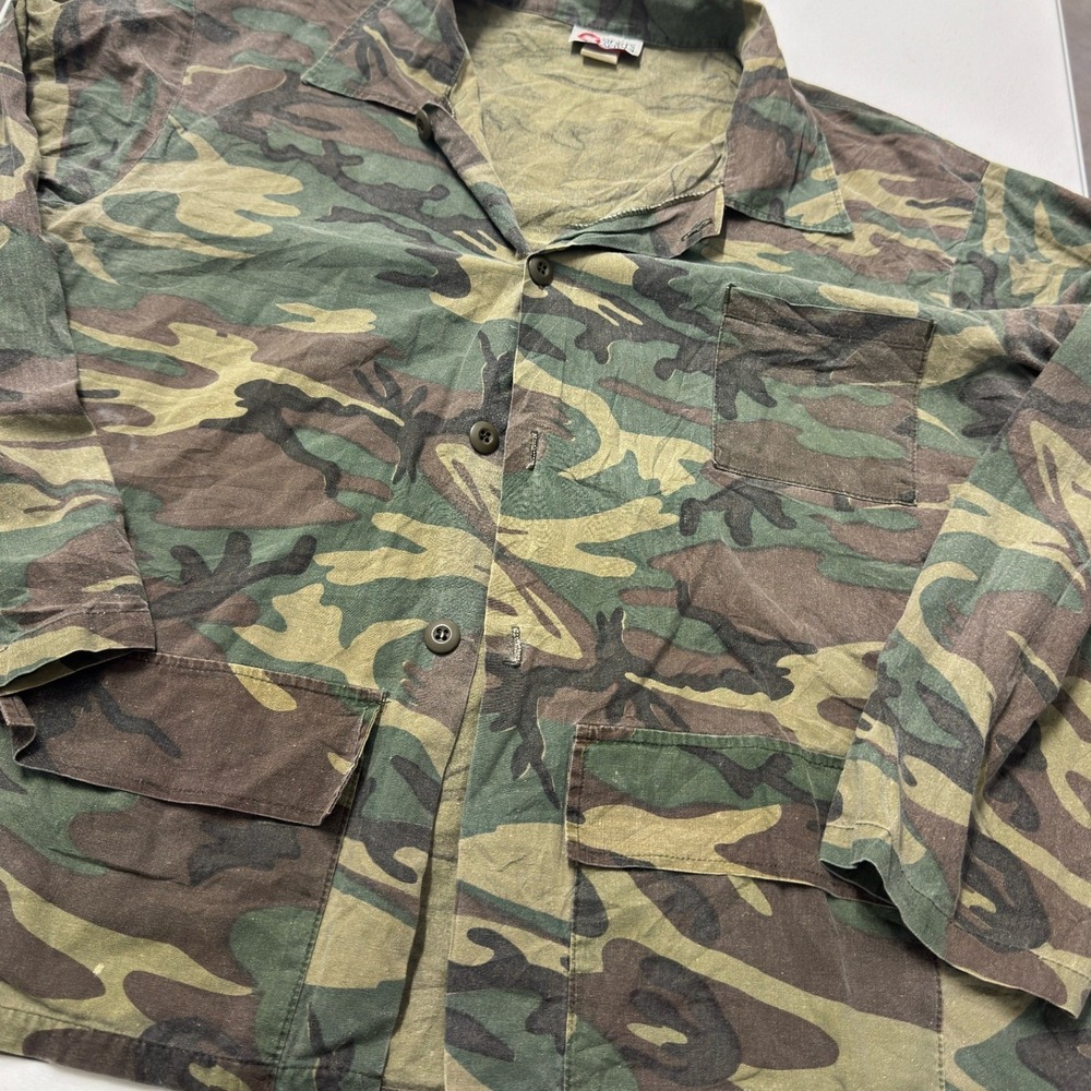 Vintage Camo Utility Jacket Mens XXL Green Camouflage Excellent Shacket